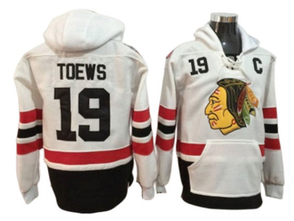 Chicago Blackhawks #19 Jonathan Toews White Hoodie