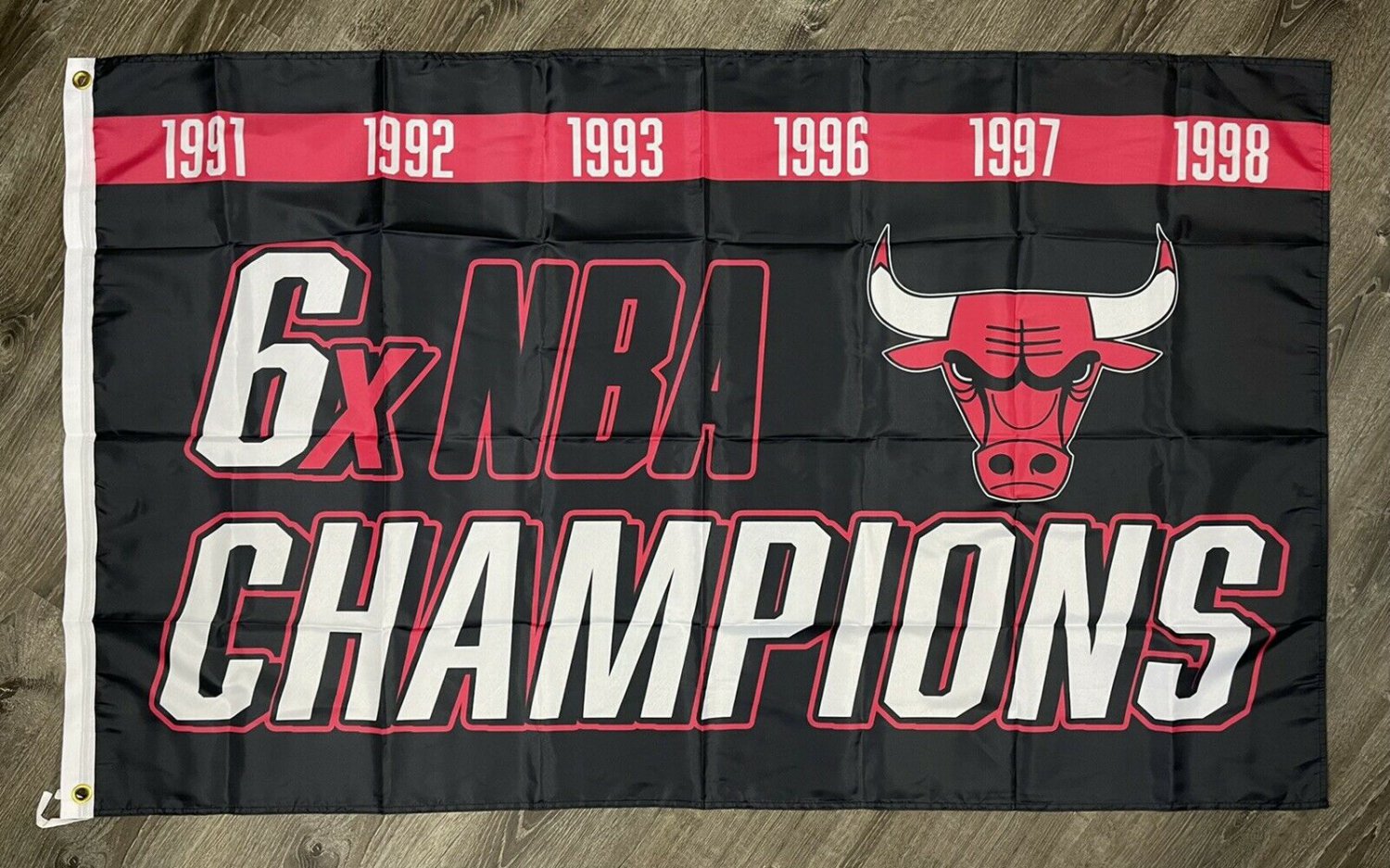 Chicago Bulls Championship Flag 3x5 ft Black Banner Man-Cave Garage