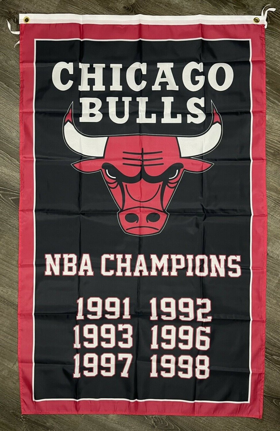 Chicago Bulls Championship Flag 3x5 ft Sports Black Banner Man-Cave Garage
