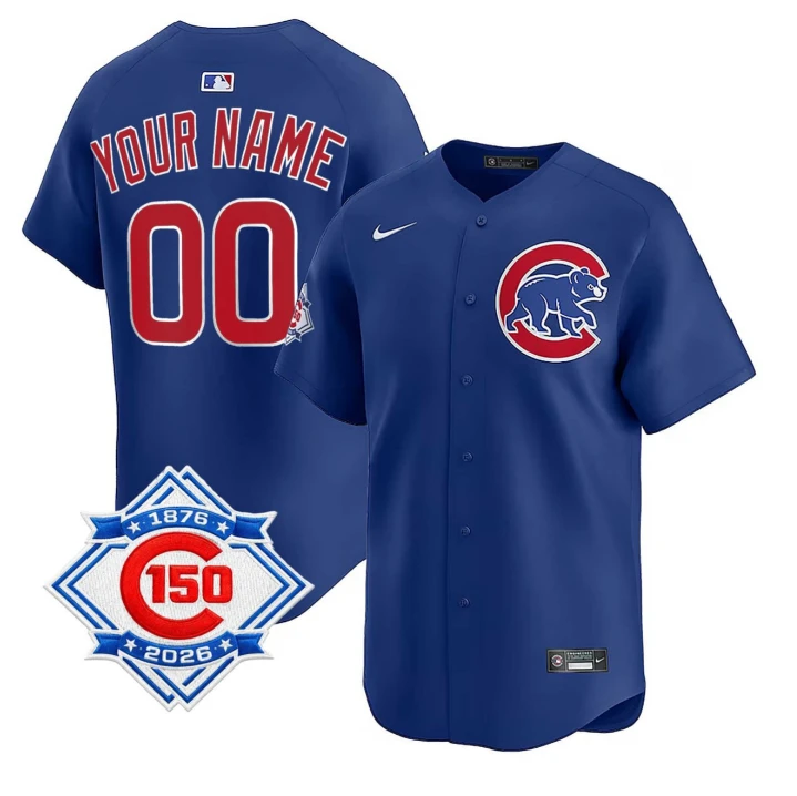 Chicago Cubs 150th Anniversary Custom Jersey - All Stitched Royal Blue