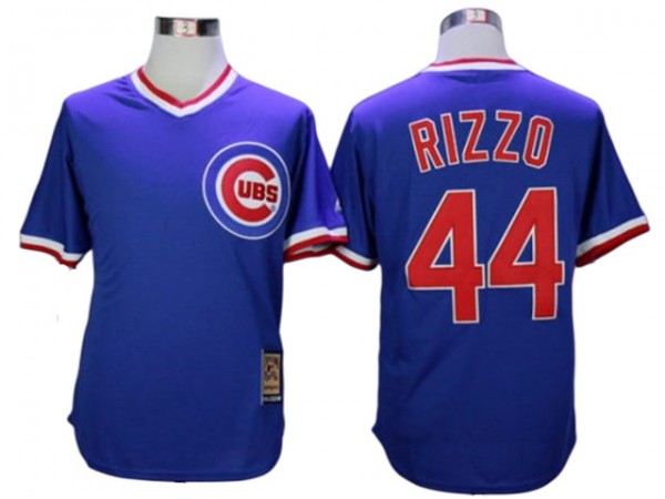 Chicago Cubs #44 Anthony Rizzo Cooperstown Collection Throwback Jersey - White