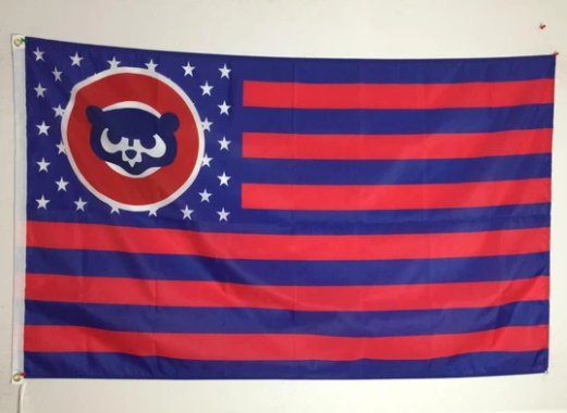 Chicago Cubs with Star and Stripe US Flag 3X5Ft Banner USA Polyester with Brass Grommets