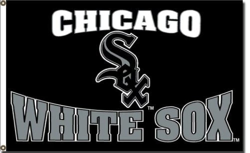 Chicago White Sox Black Logo flag 3X5Ft Banner USA Polyester with Brass Grommets