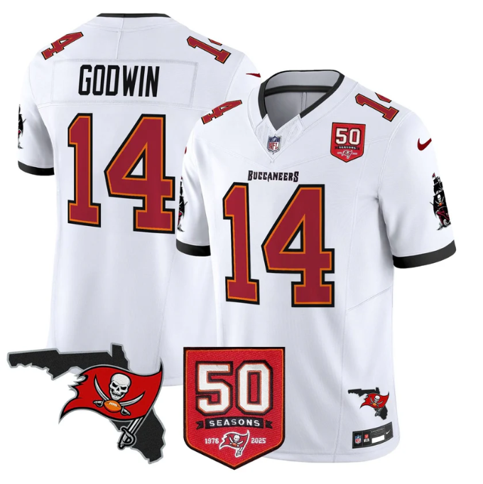 Chris Godwin Jersey #14 50 Seasons 1976-2025 Vapor Limited Stitched White
