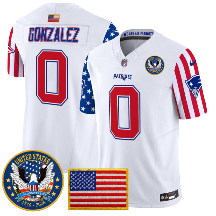 Christian Gonzalez Jersey #0 America 250 Edition Vapor Limited Stitched
