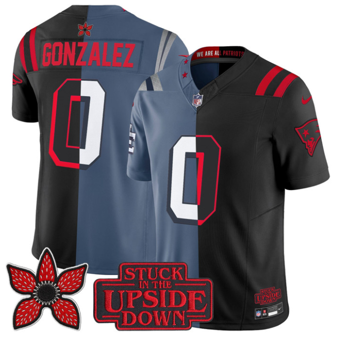 Christian Gonzalez Jersey #0 Patriots Upside Down Edition Stitched