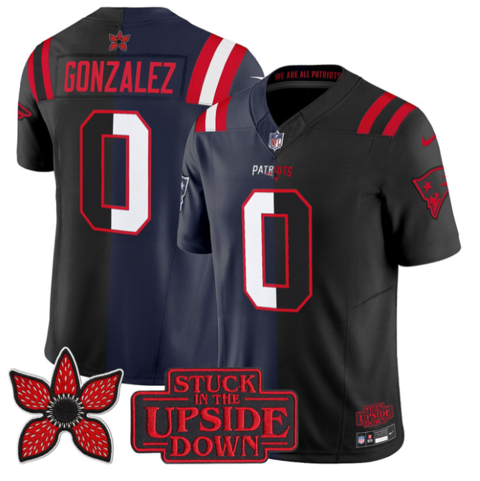 Christian Gonzalez Jersey #0 Patriots Upside Down Edition Stitched