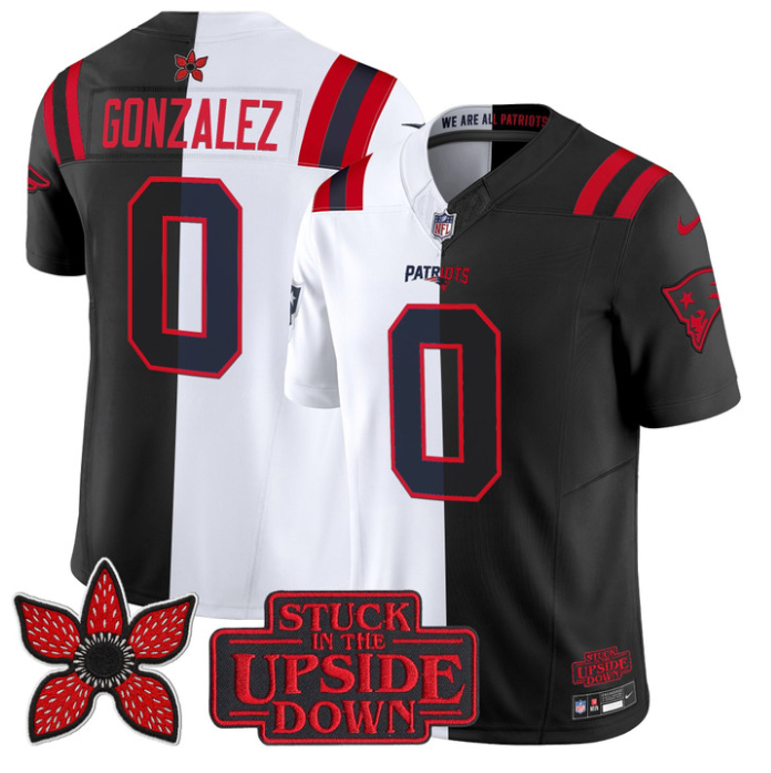 Christian Gonzalez Jersey #0 Patriots Upside Down Edition Stitched