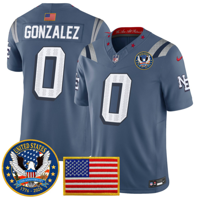 Christian Gonzalez Jersey #0 United States 250th Patch Stitched