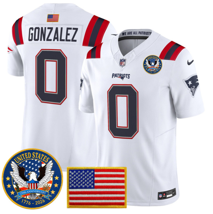 Christian Gonzalez Jersey #0 United States 250th Patch Stitched