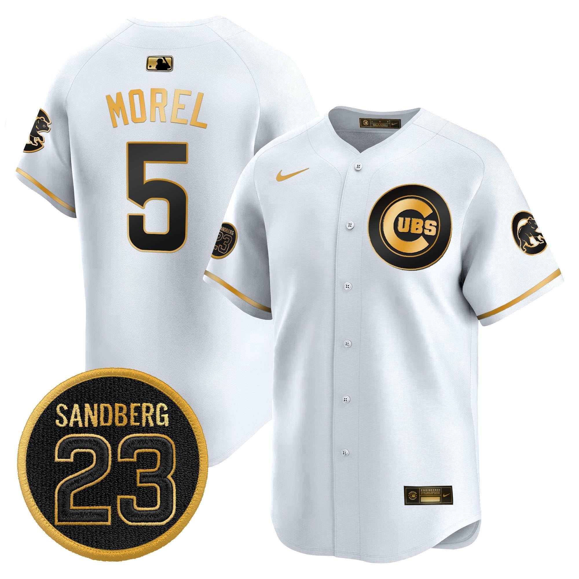 Christopher Morel Jersey #5 Chicago Cubs Ryne Sandberg Tribute Stitched White Gold