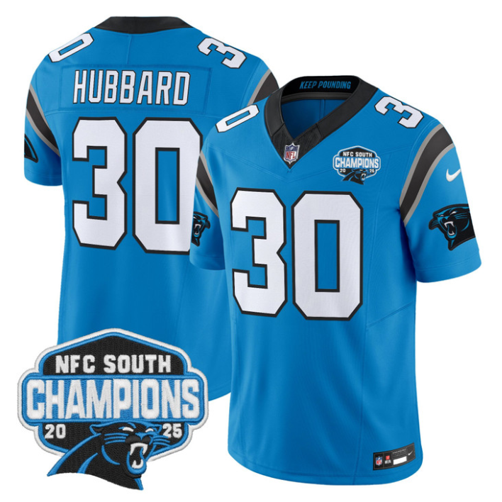 Chuba Hubbard Jersey #30 NFC South Division Champions 2025 Stitched Blue