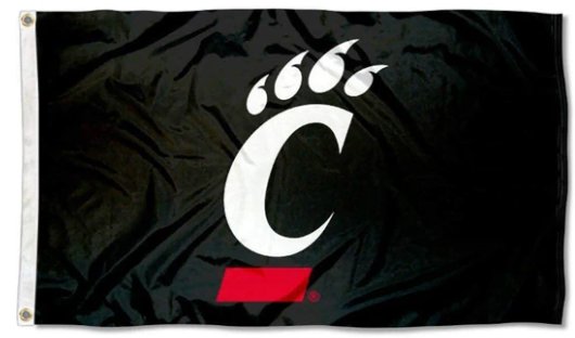 Cincinnati Bearcats Black Flag 3X5ft Banner USA Polyester with 2 Brass Grommets