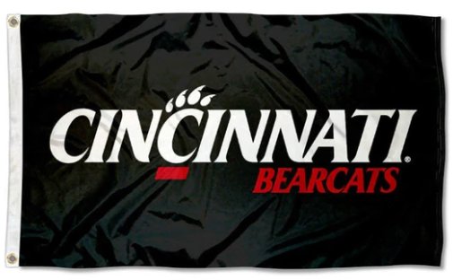 Cincinnati Bearcats Hand Black Red Flag 3X5ft Banner USA Polyester with 2 Brass Grommets