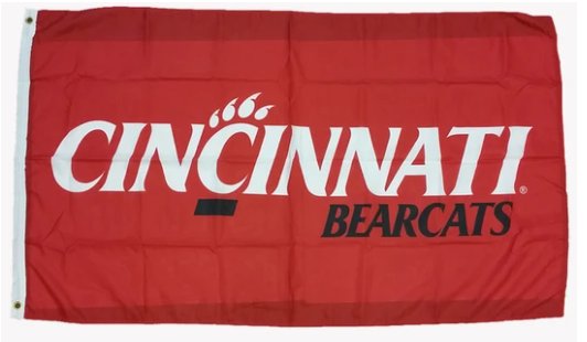 Cincinnati Bearcats Red Flag 3X5ft Banner USA Polyester with 2 Brass Grommets