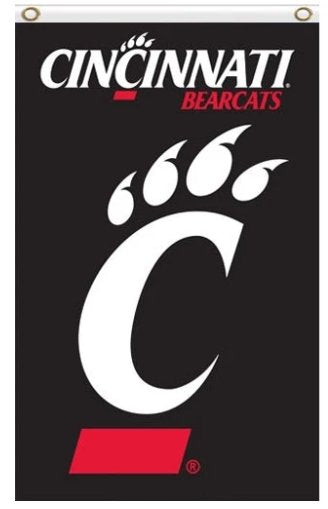 Cincinnati Bearcats Sport Black Flag 3X5ft Banner USA Polyester with 2 Brass Grommets