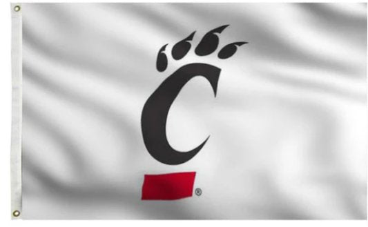 Cincinnati Bearcats White Flag 3X5ft Banner USA Polyester with 2 Brass Grommets