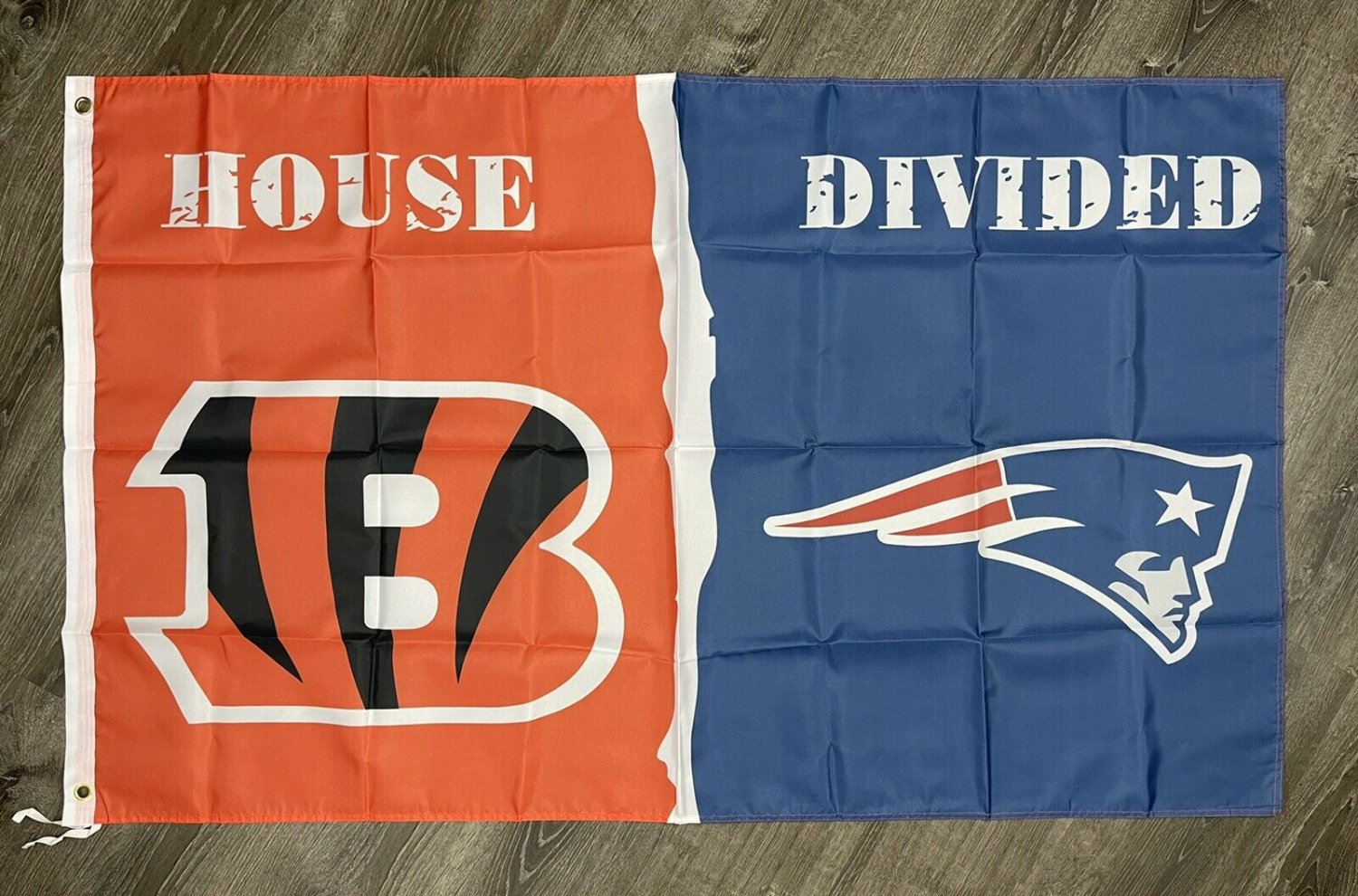 Cincinnati Bengals vs New England Patriots House Divided Flag 3x5 ft Banner