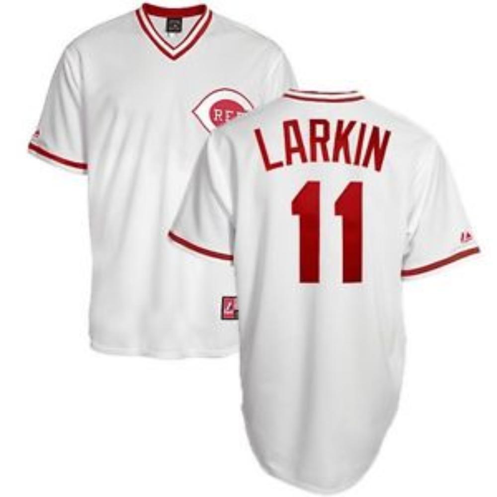 Cincinnati Reds Barry Larkin White Throwback Pullover Jersey