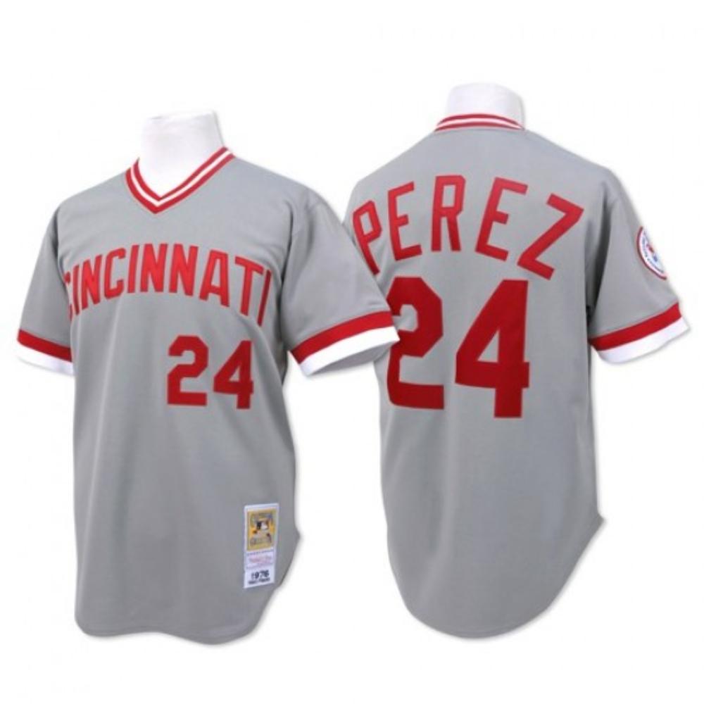 Cincinnati Reds Tony Perez Gray Throwback Pullover Jersey