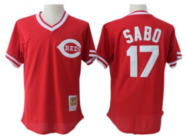 Cincinnati Reds #17 Chris Sabo Red Cooperstown Mesh Batting Practice Jersey