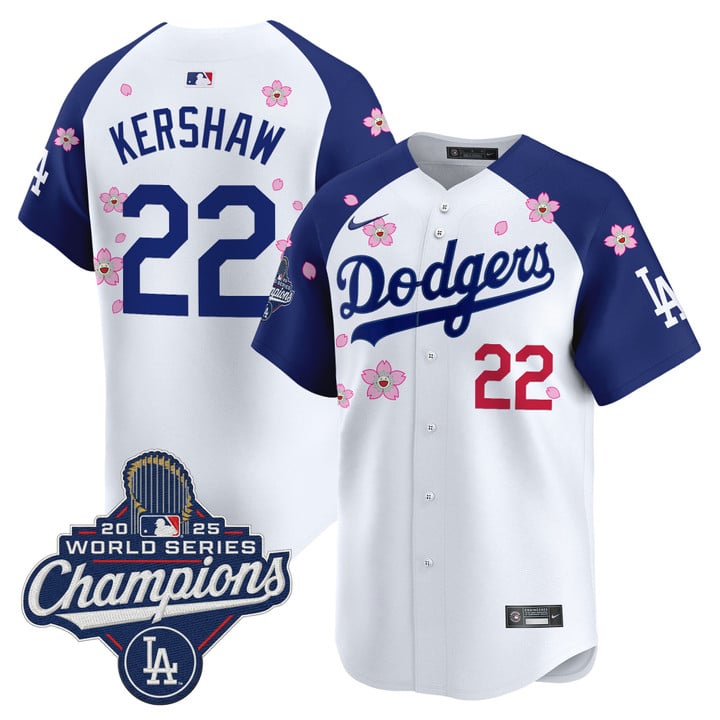 Clayton Kershaw Jersey #22 Dodgers 2025 World Series Champions Stitched