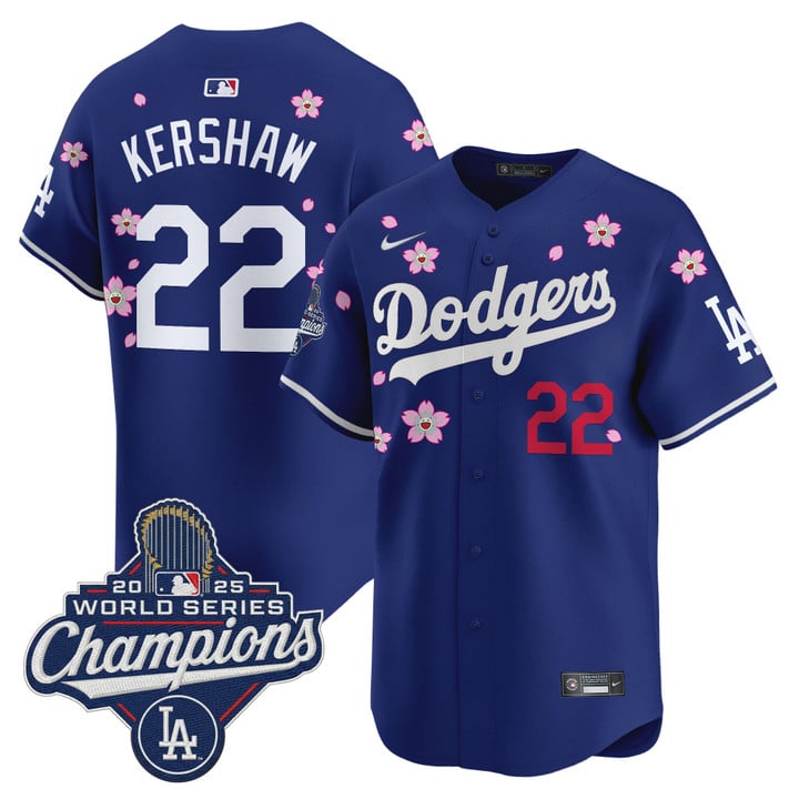 Clayton Kershaw Jersey #22 Dodgers 2025 World Series Champions Stitched