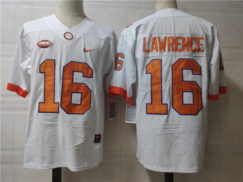 Clemson Tigers #16 Trevor Lawrence College Football Jersey White