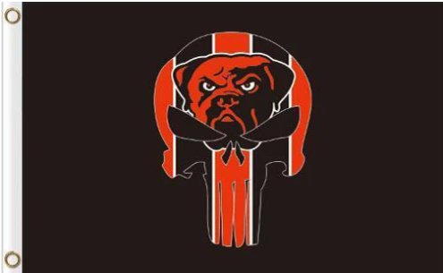 Cleveland Browns Skull Flag 3X5 Ft Polyester Banner USA 90x150cm