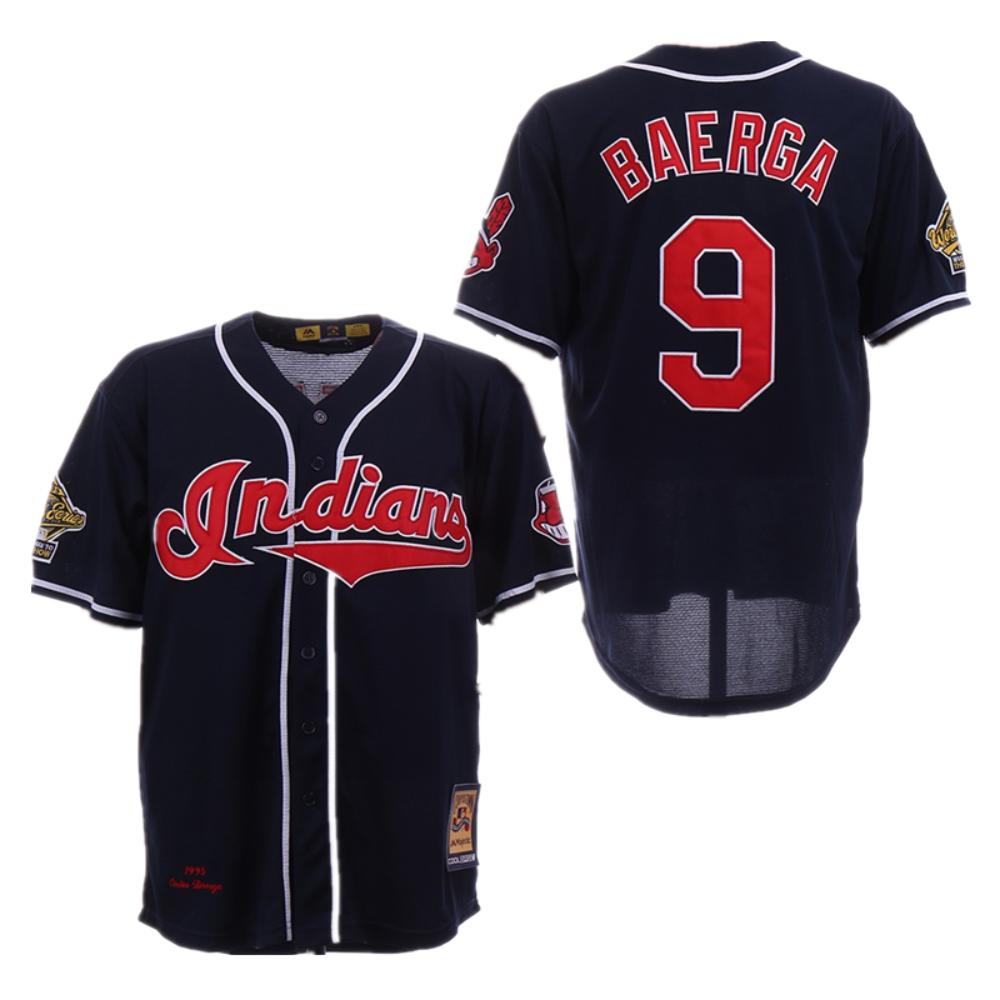 Cleveland Indians Carlos Baerga Navy 1995 Throwback Jersey
