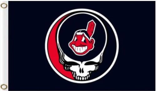 Cleveland Indians Dead Skull Black flag 3X5Ft Banner USA Polyester with Brass Grommets