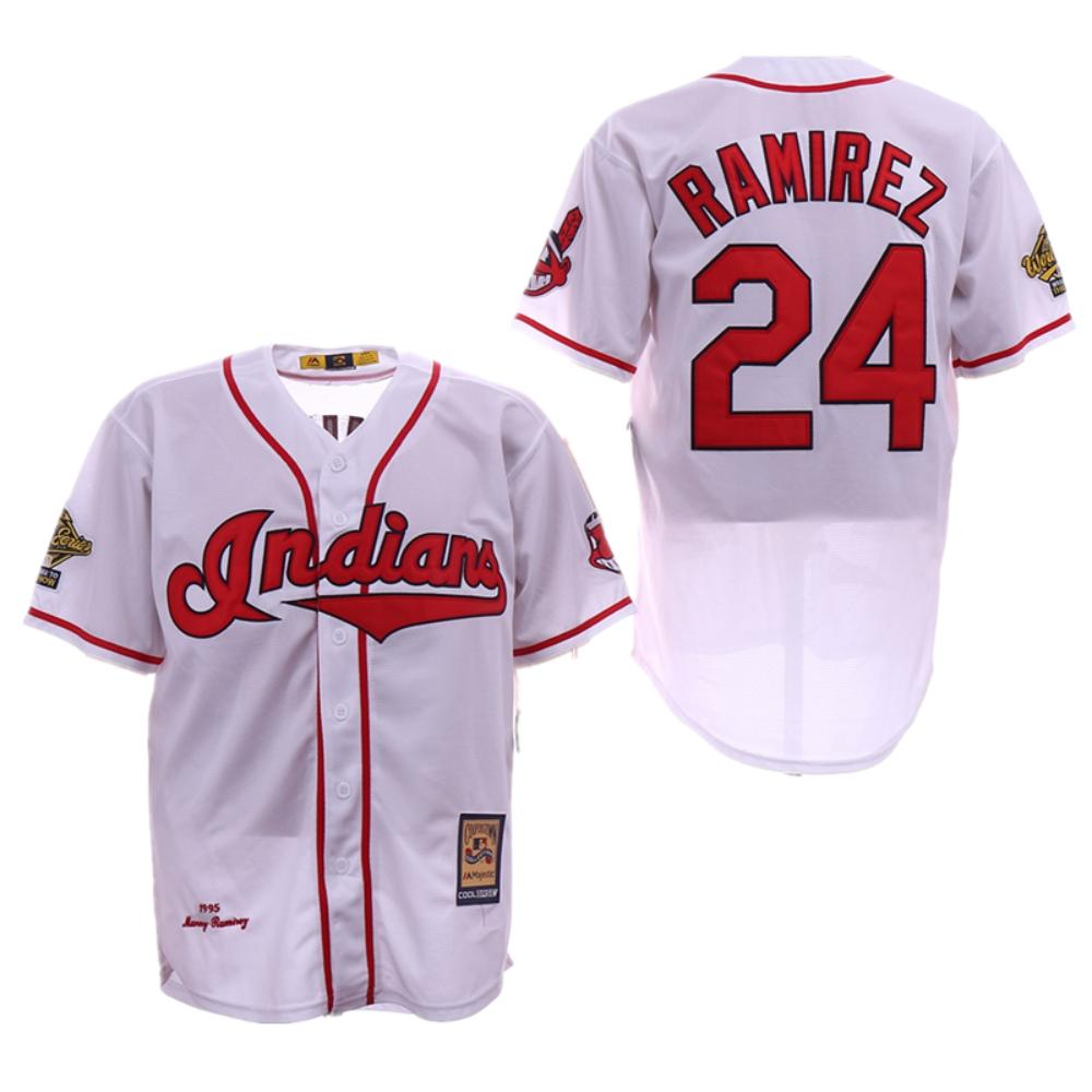 Cleveland Indians Manny Ramirez White 1995 Throwback Jersey