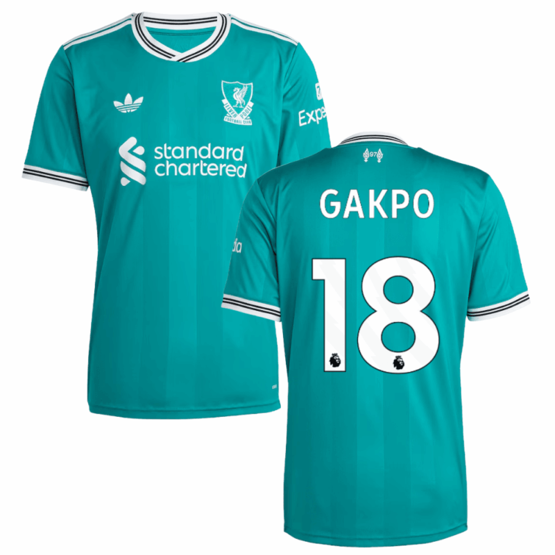 Cody Gakpo 18 Liverpool 2025-26 Third Match Jersey – Aqua