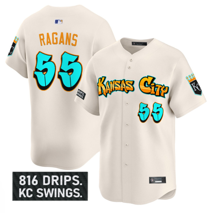 Cole Ragans Jersey #55 Kansas City Royals Graffiti Crown Drop Stitched Royal