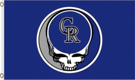 Colorado Rockies Dead Skull Flag 3X5Ft Banner USA Polyester with Brass Grommets