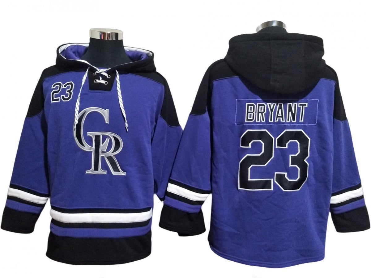 Colorado Rockies #19 Charlie Blackmon Purple Ageless Must-Have Lace-Up Pullover Hoodie