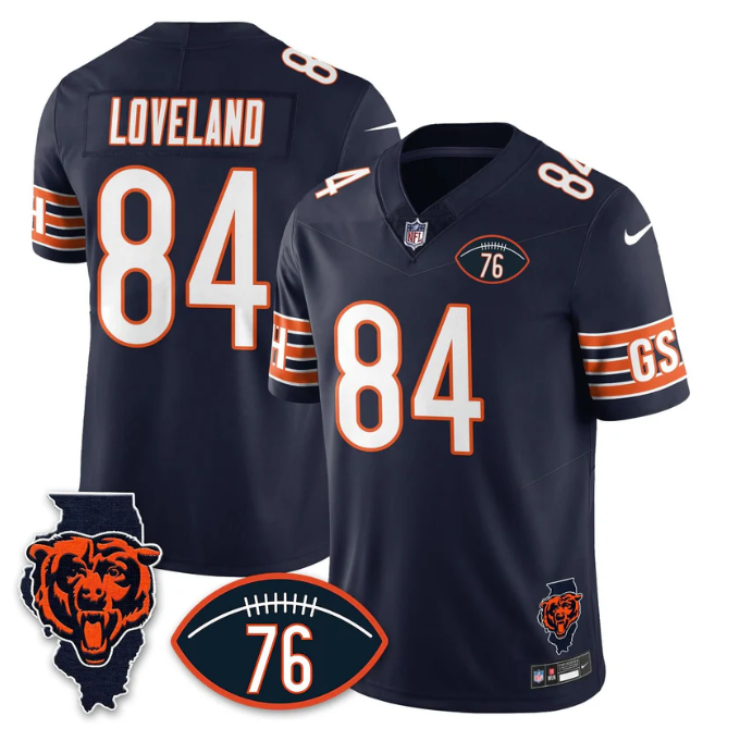 Colston Loveland Jersey #84 Honor Steve McMichael All Stitched Navy