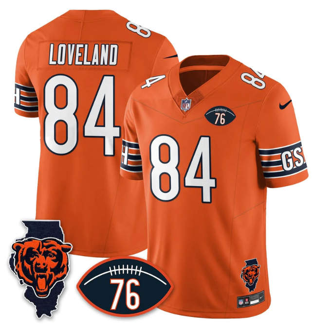 Colston Loveland Jersey #84 Honor Steve McMichael All Stitched Orange