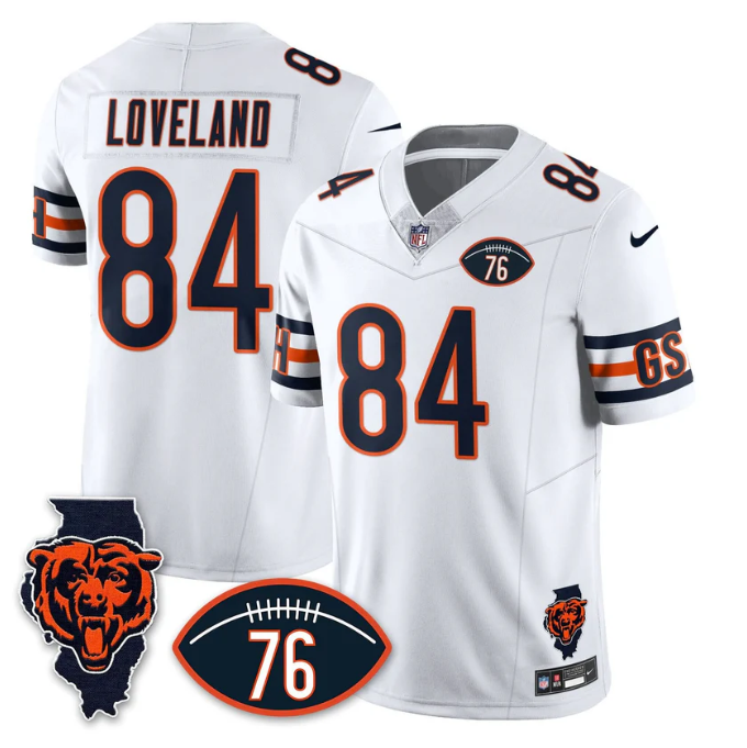 Colston Loveland Jersey #84 Honor Steve McMichael All Stitched White