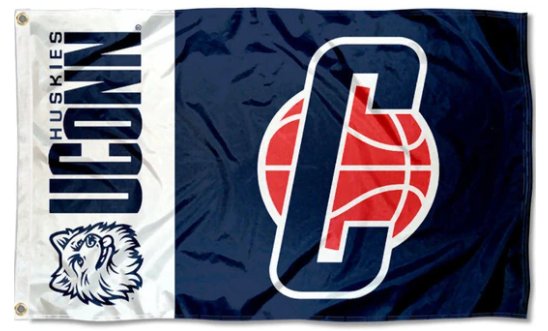 Connecticut Huskies Basketball Flag 3X5ft Banner Polyester with 2 Brass Grommets