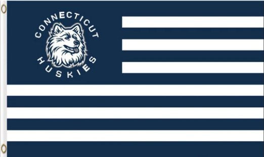 Connecticut Huskies Stripes US Flag 3X5ft Banner Polyester with 2 Brass Grommets