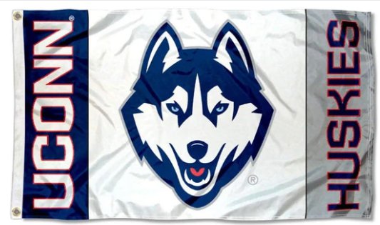 Connecticut Huskies White College Flag 3X5ft Banner Polyester with 2 Brass Grommets