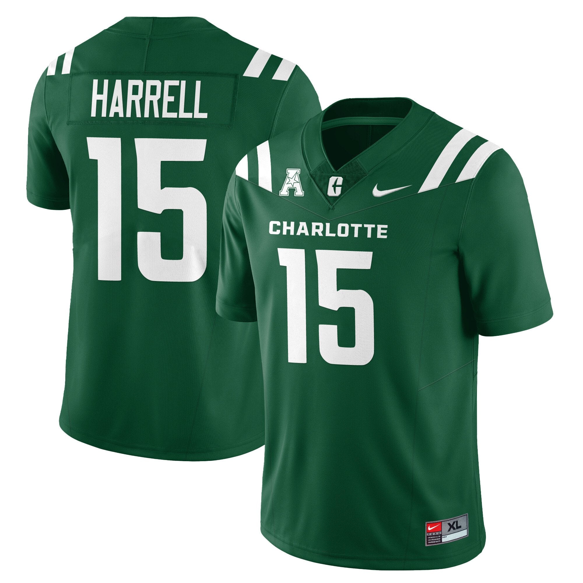 Conner Harrell Jersey #15 Charlotte 49ers Football 2025 Limited Stitched Green