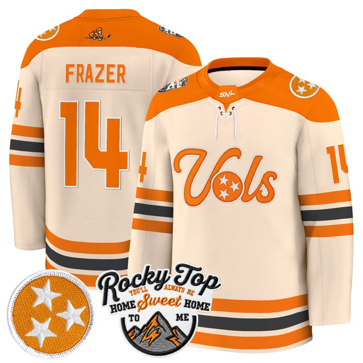 Connor Frazer Jersey #14 Tennessee Volunteers 2025-26 Hockey Premium Stitched