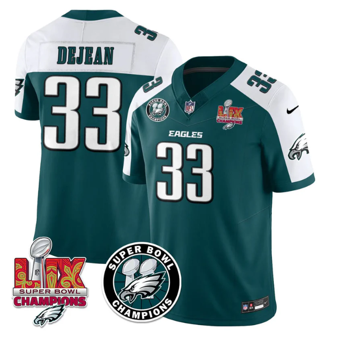 Cooper DeJean Jersey #33 Super Bowl LIX Champions All Stitched Alter Green