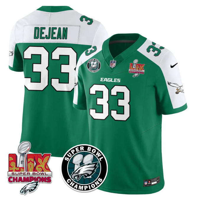 Cooper DeJean Jersey #33 Super Bowl LIX Champions All Stitched Alter Kelly Green