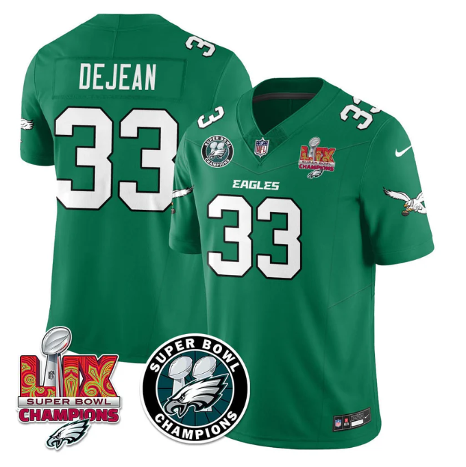 Cooper DeJean Jersey #33 Super Bowl LIX Champions All Stitched Kelly Green