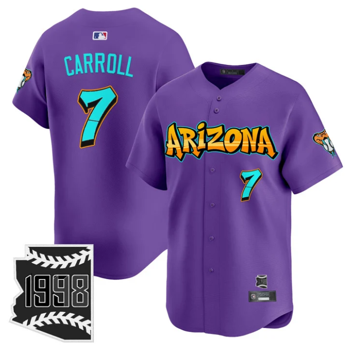 Corbin Carroll Jersey #7 Arizona Diamondbacks Graffiti Desert Ink Edition Purple
