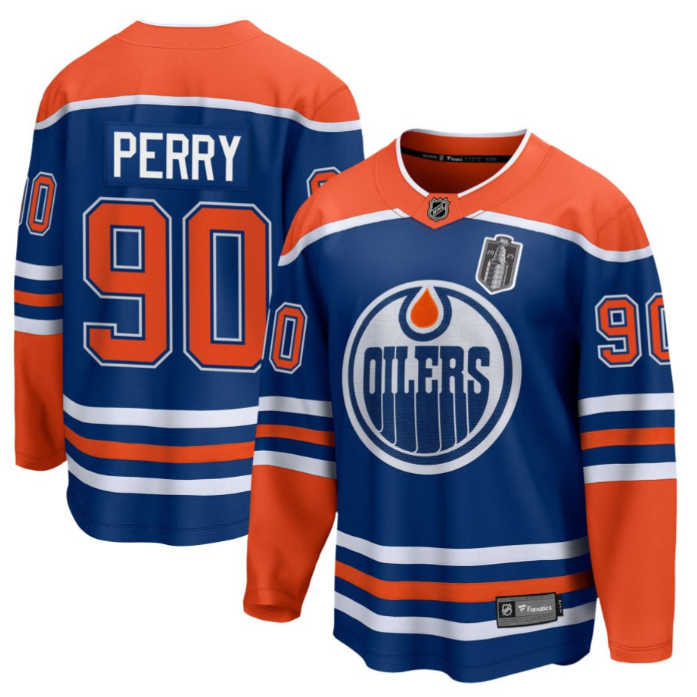 Corey Perry 90 Edmonton Oilers 2025 Stanley Cup Final Home Breakaway Men Jersey Royal