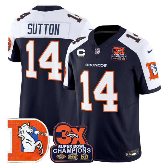 Courtland Sutton Jersey #14 Throwback Vapor 3-Time Champions Stitched Navy Alternate